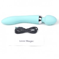 Wand Massager Dual Vibrators, 10 Functions EACH END, Rechargeable, Teal, BOTH ENDS VIBRATE INDEPENDENTLY